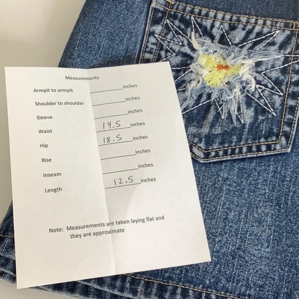 Pick a boo embroidered flowers Mini jeans skirt SZ 16 - Picture 10 of 10